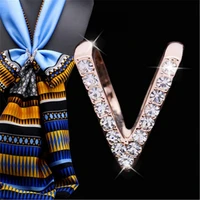 letter shape brooches scarf buckle hoop brooch pins for women fashion crystal holder silk shawl buckle clip scarf jewelry gifts