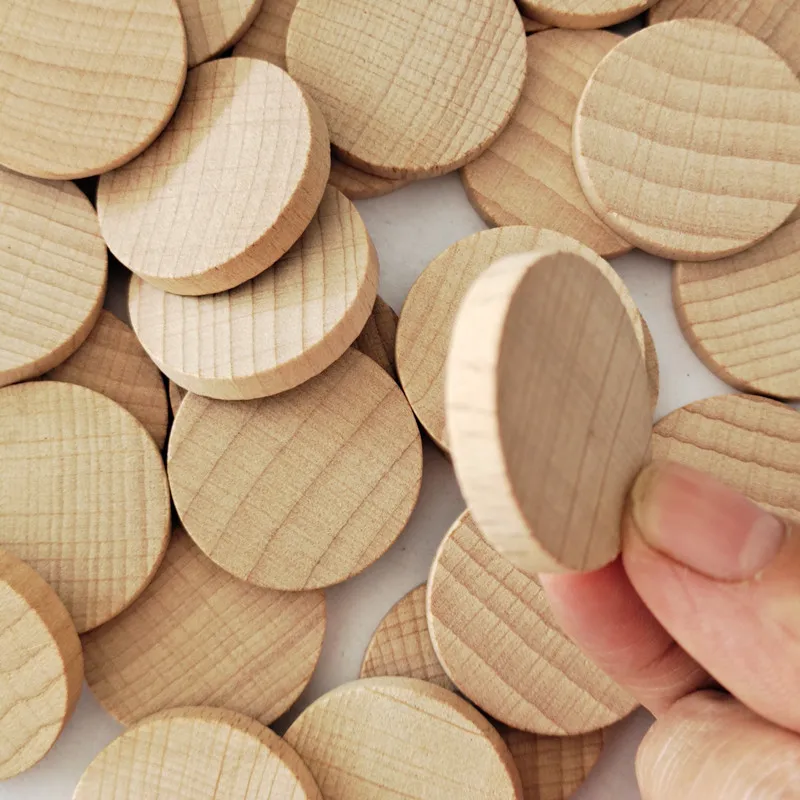 

100PCS 3cm 1.18inch Natural Wood Slices Unfinished Round Wood Round Wood Coins for Arts & Crafts Projects, Board Game Pieces