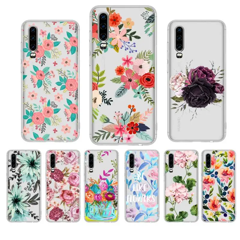 

Fashion Flower Phone Case For Huawei P20 P30 Pro P40 lite Mate 20lite for Y5 Y6 Honor 8X 10 Capa