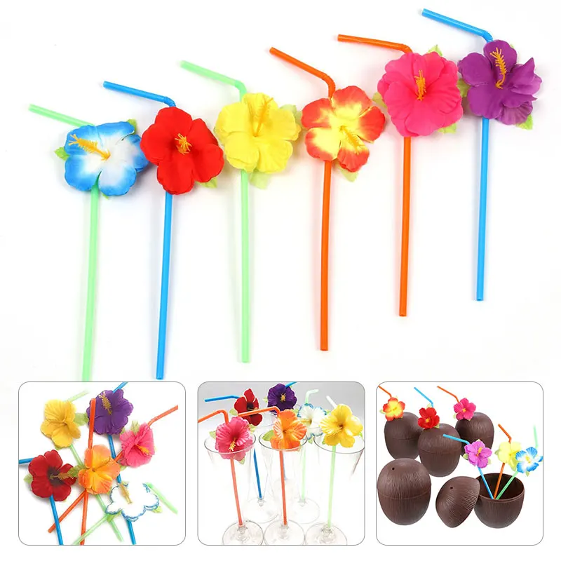 

24pcs Flower Drinking Straws Disposable Flexible Bendable Juice Drink Straw For Wedding Birthday Christmas Party Table Decor