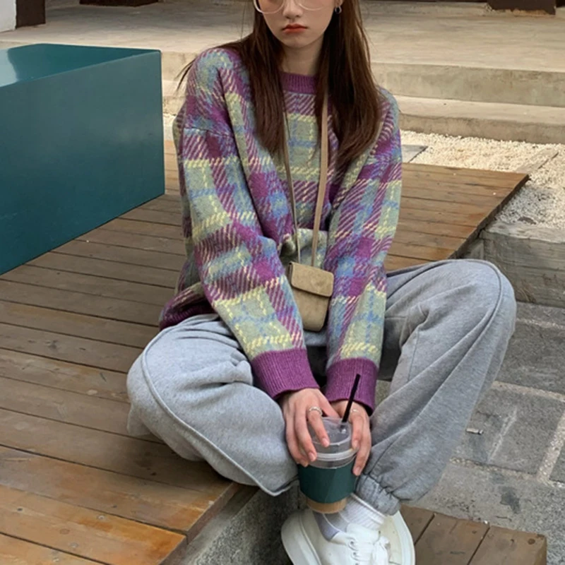 

Women'S Pullover Sweater Women'S Lazy Wind Slimming Loose Knit Sweater Top