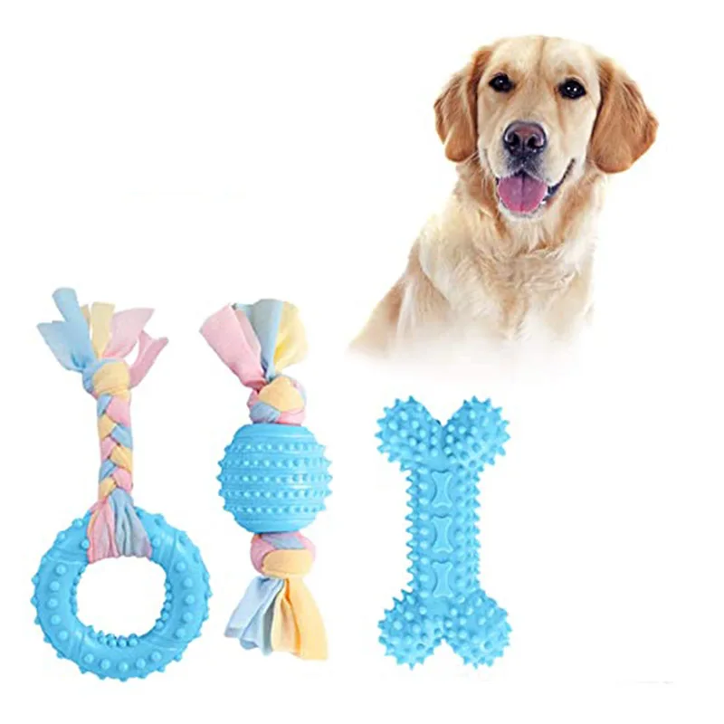 

Puppy Chew Toys Dog Teething Chewing Toy Set with Ball and Cotton Ropes Interactive Pet Toys Gift Small Puppies and Medium Dogs