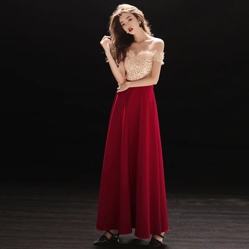 

Tube Top Dress Chinese Wedding Toast Dress Evening Dress Elegant Standing collar Wedding Dress Long Evening Dress XS-2XL