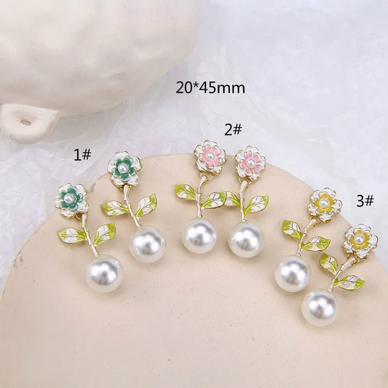 

DIY handmade jewelry accessories alloy drops of oil Hyun-a Kim wind Pearl flower earrings eardrop material