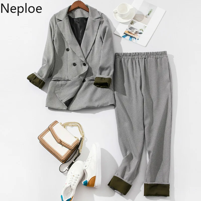 Neploe офисный стиль Блейзер Женский комплект из двух предметов в западном стиле с