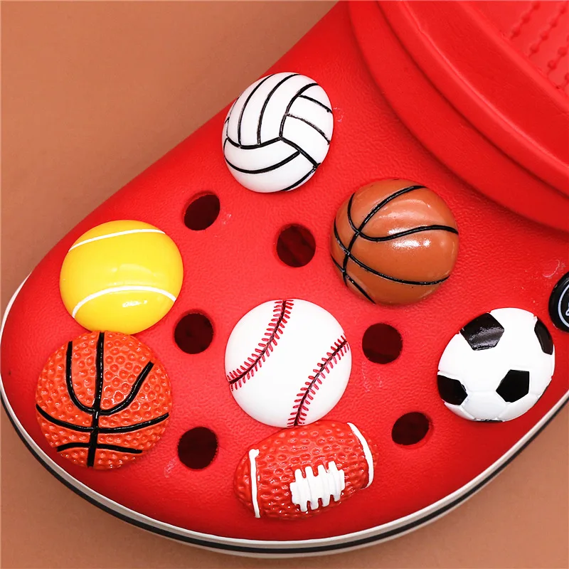 Resin Shoe Buckle Accessories Football Basketball Rugby Tennis Baseball Shoe Decoration Jibz for Croc Charms Bracelets Kids Gift