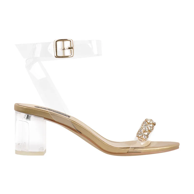 Onlymaker Женские сандалии с открытым носком из ПВХ прозрачными ремешками стразы