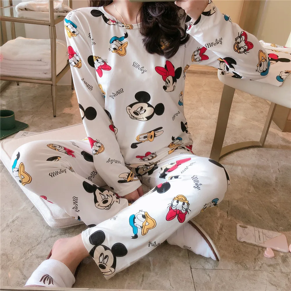 Комплект пижамный женский с длинным рукавом и изображением утки | Женская одежда