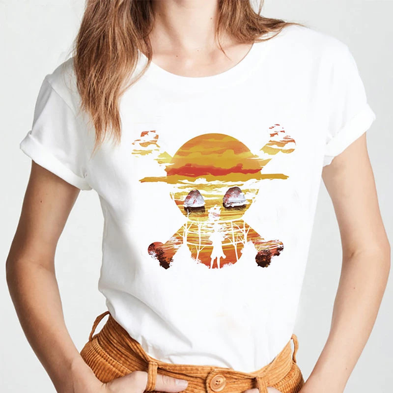 Футболка Luslos в стиле аниме для женщин цельная хипстерская рубашка с принтом