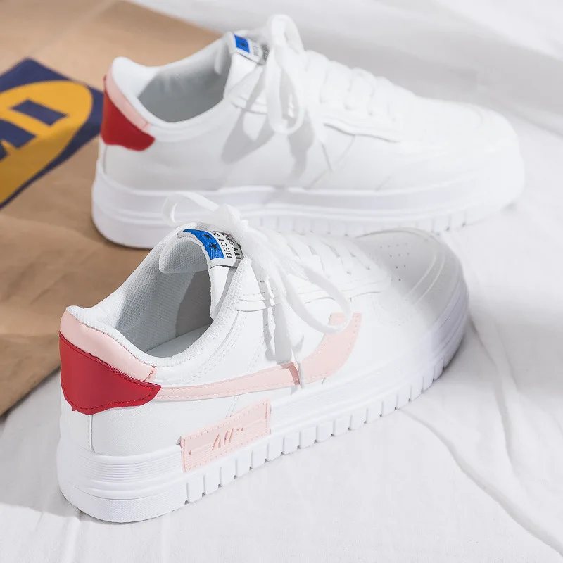 

2020 Small White Shoes Woman Joker Student Casual Shoes Woman Flange Ventilation Low Help Skate Shoes Woman