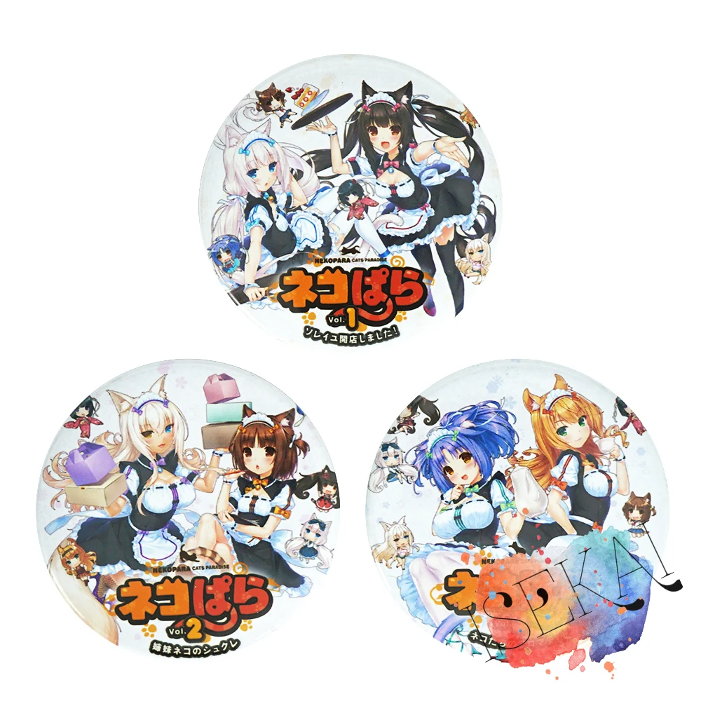 NEKOPARA Anime Game Badge Chocola Vanilla Cinnamon Maple Coconut Azuki Metal Badge Brooch Pins