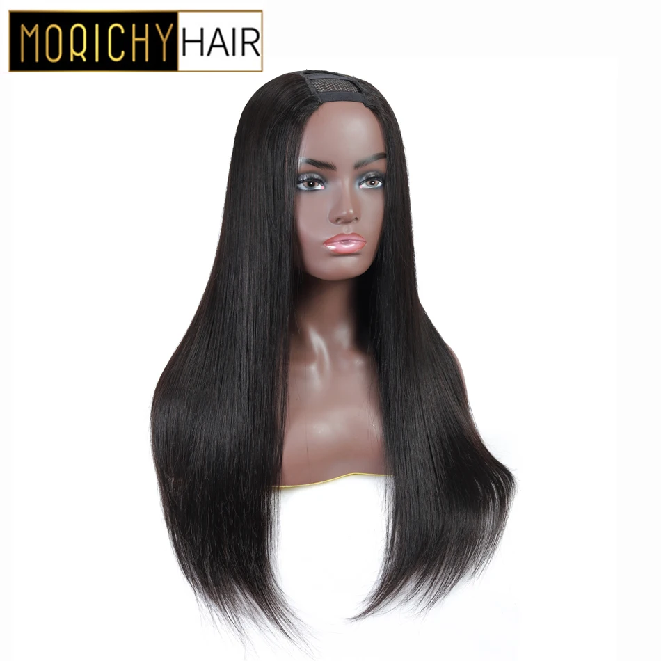 Morichy Silky Straight U Part Wigs Peruvian Non-Remy Human Hair Natural Hairline Full Machine 150% Density Glueless | Шиньоны и парики