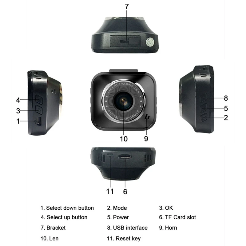 Мини видеорегистратор Автомобильный HD 1080P с Wi Fi и датчиком