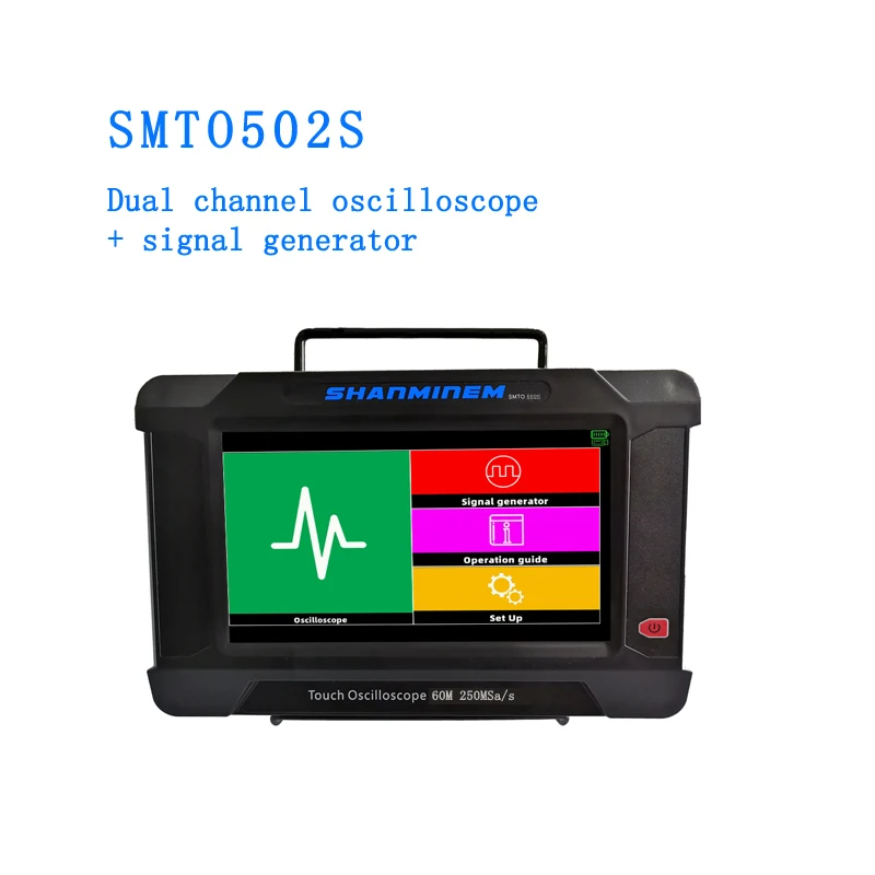 

SMTO502S Dual-Channel 7-Inch Full-Color Flat Panel Oscilloscope Ultra-Long Standby 30M Signal Source 250MSa/S Sampling Rate