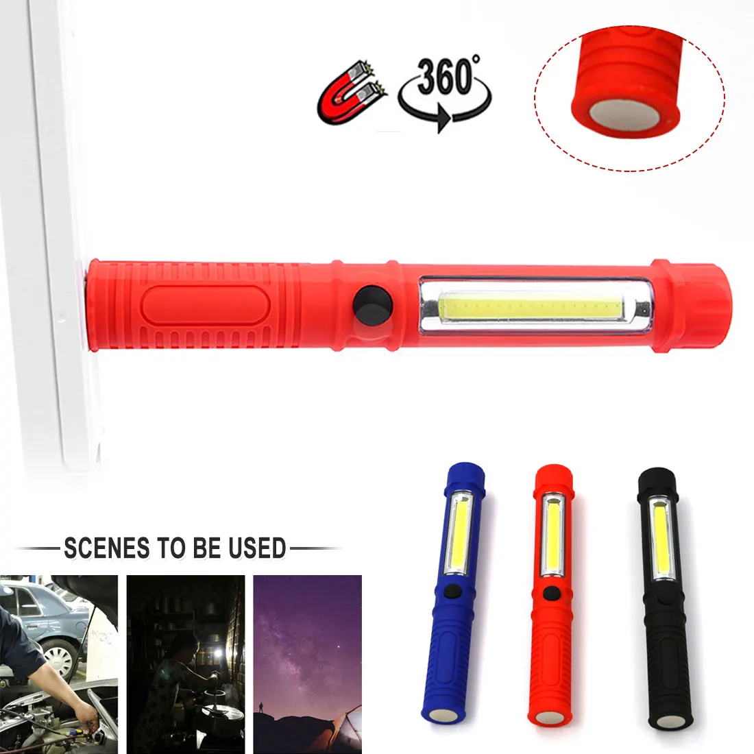 

led portable flash Mini Portable lanterns Working Inspection Torches COB LED Multifunction Maintenance flashlight Magnetic Base