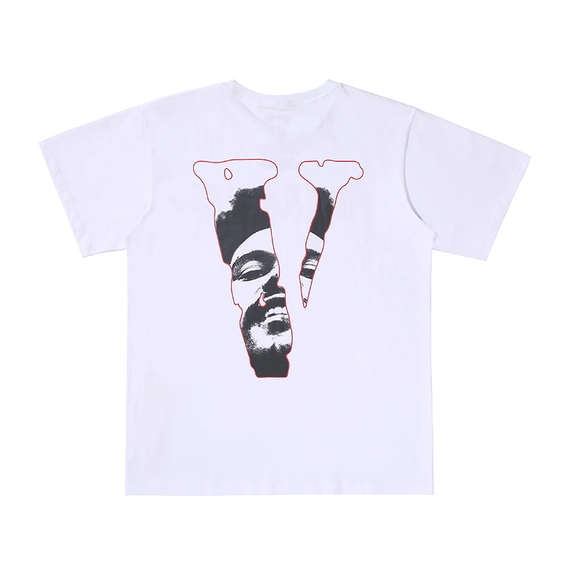 

New Character VLONE Portrait Big V Printing T-shirt Trendy Brand Hip-hop Loose BF Wind Casual Round Neck Men and Women Short Sle