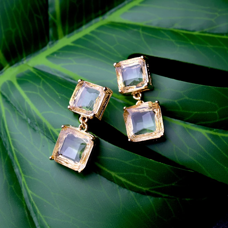 Прозрачные стеклянные серьги-гвоздики квадратной формы balanдостаточно для женщин