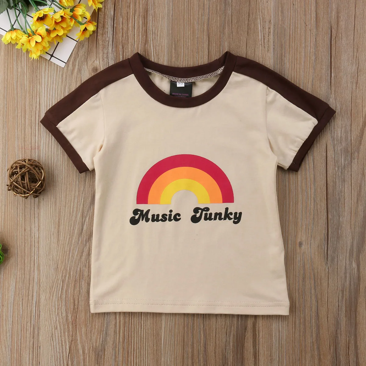 

1-6T Toddler Cool Boy Girl Rainbow print T-shirt Summer Top Short Sleeve Unisex Fashion Cotton Infant Children Clothing