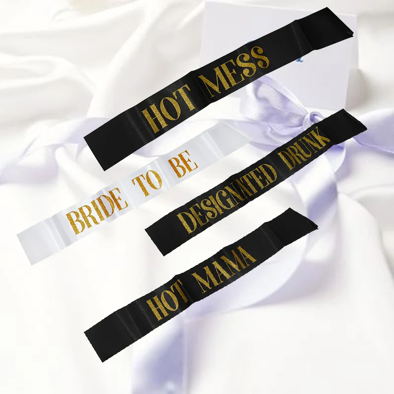 Белая лента для невесты на плечо черный горячий беспорядок декоративная свадьбы