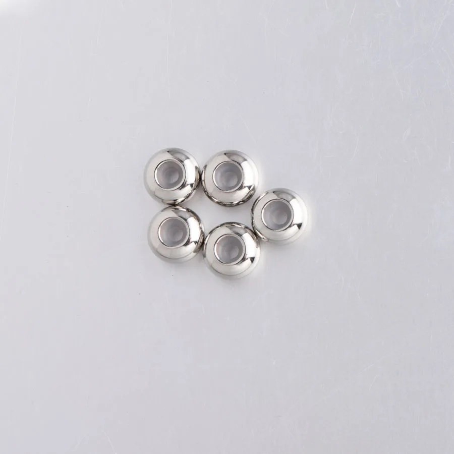 8mm steel color Fnixtar DIY бисера распорка из нержавеющей стали бусины с резиновым сердечником внутри позиционирования пробки бусины 8 мм 100 шт./лот - Цвет: 8mm steel color