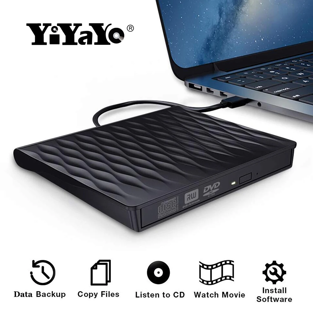 YiYaYo USB 3 0 внешний DVD RW горелка Писатель RAM оптический привод CD ROM плеер для hp Mac Apple PC