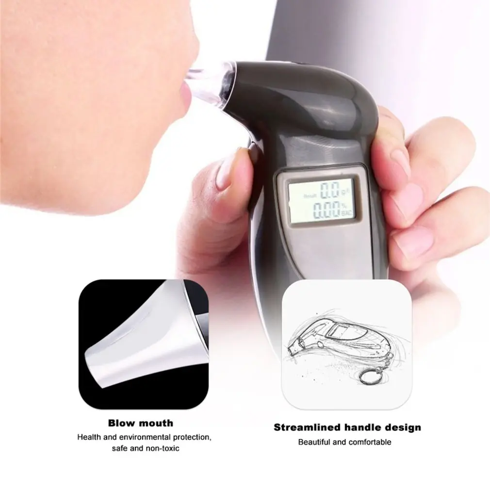 

Handheld AT68 Digital Alcohol Tester With 30 Mouthpieces Digital Alcohol Tester Breathalyzer Analyzer Detector