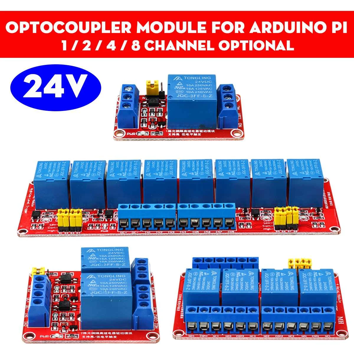 5 в 12 В 24 1 2 4 8 канальный релейный модуль с оптроном выходной для Arduino|Интегральные