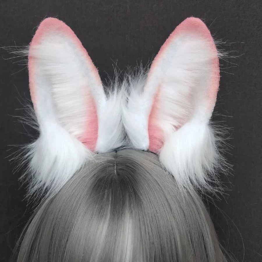 

New Handmade Work Golden Pink Bunny Rabbit Ears Fold Style Hairhoop Headband Headwear Cosplay Costume Accessories