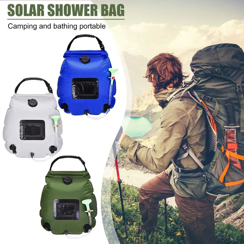 

Water Bag 20L Solar Outdoor Shower Bag Portable Camping Shower Heating Hiking Waterzak With Hose For Camp Dropship