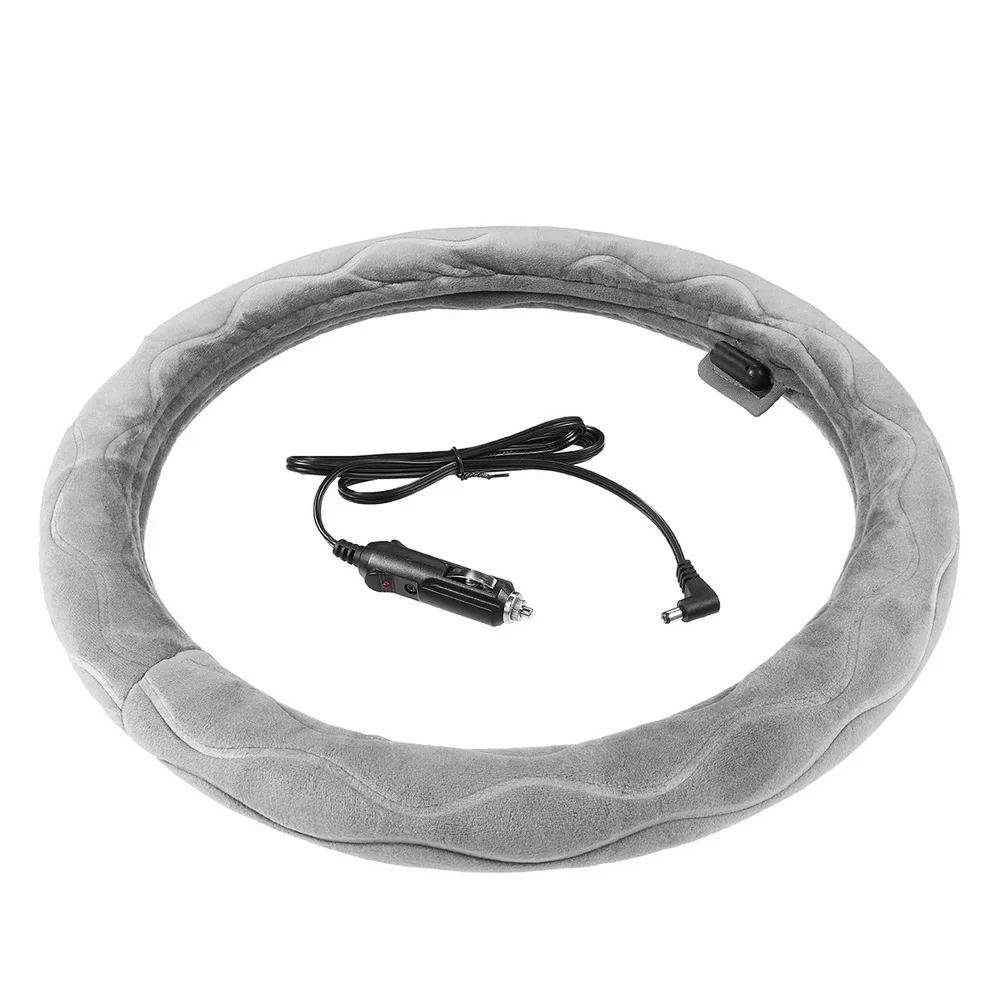 

Universal 38cm 12V Heated Steering Cover Auto Car Lighter Plug Heating Electric Steering Wheel Covers Warmer Winter High Quality