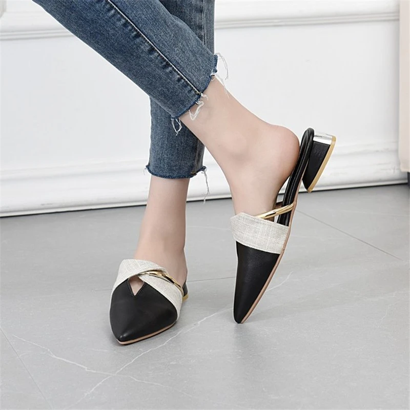 

Женские туфли, Новинка лета 2021, одежда Baotou на низком каблуке, корейские женские Тапочки