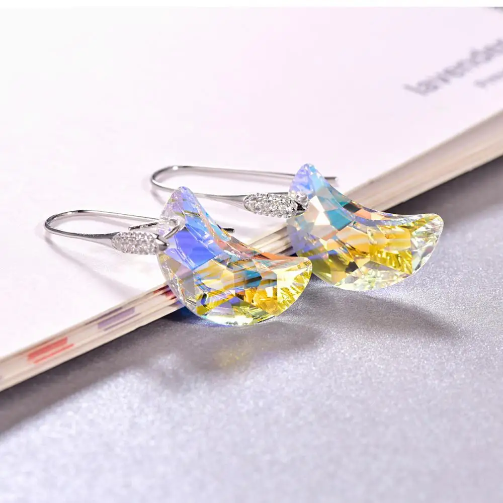 Кристаллы от Swarovski Moon Подвеска Висячие серьги новая мода Стерлинговое Серебро