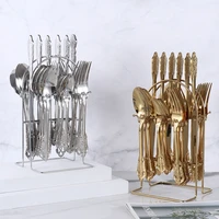 34 palace series western tableware gold plated cutlery 24 piece rack gift retro embossed tableware wine set