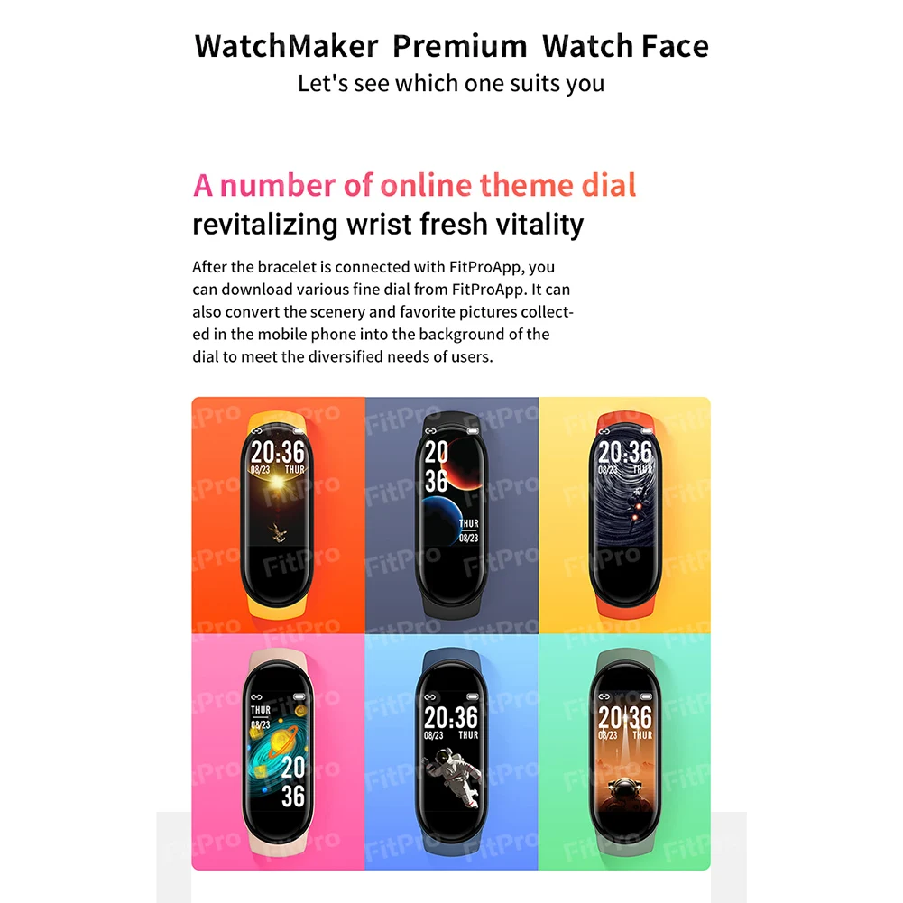 

New M6 Smart Bracelet Watch Fitness Tracker Heart Rate Blood Pressure Monitor Color Screen IP67 Waterproof For Mobile Phone