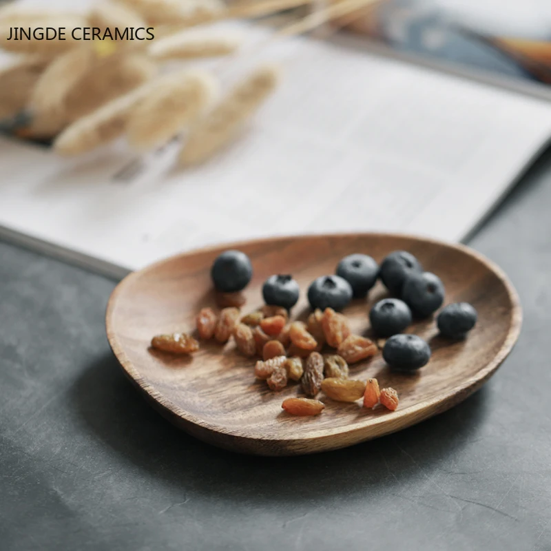 Прямоугольная деревянная тарелка из устричного дерева овальная в японском стиле