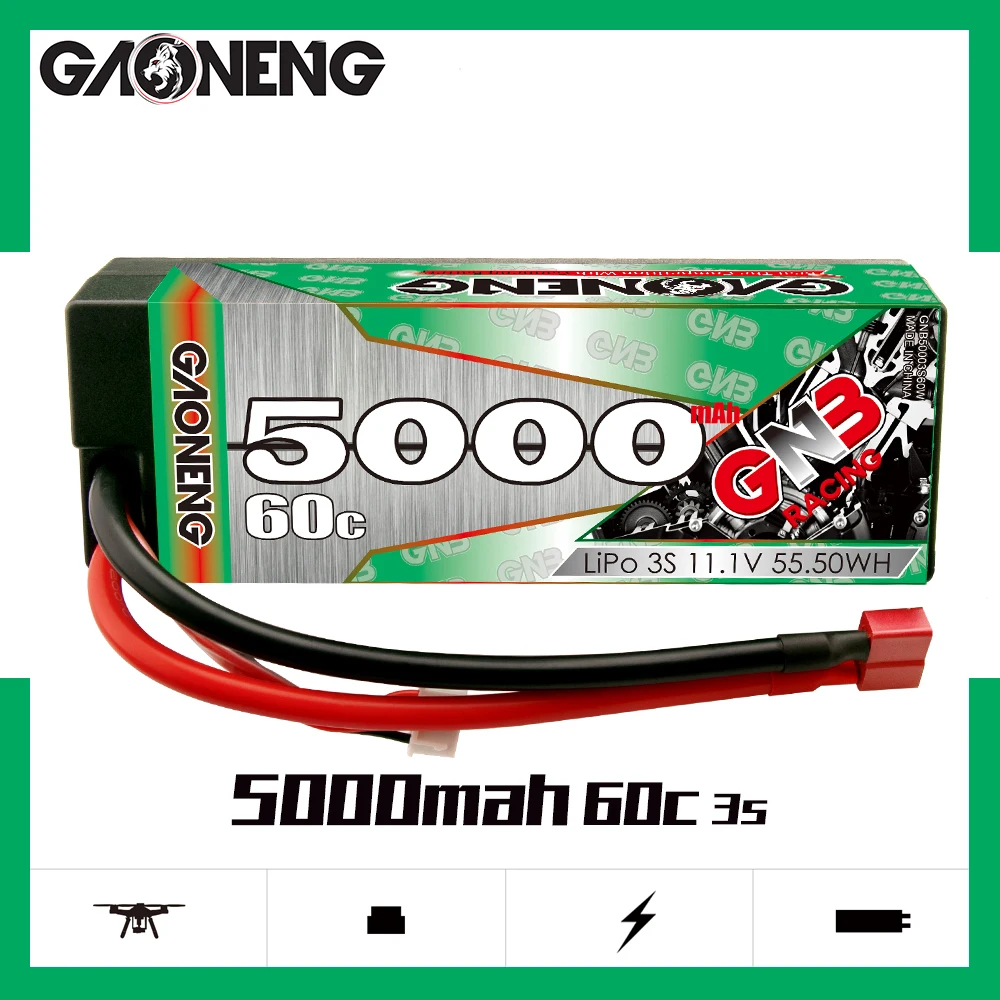 

GAONENG GNB 5000mAh 3S1P 11.1V 60C/120C Hardcase LiPo Battery With XT90S Connectors EC5 Plug For RC Car Four Drive RC Car Boat