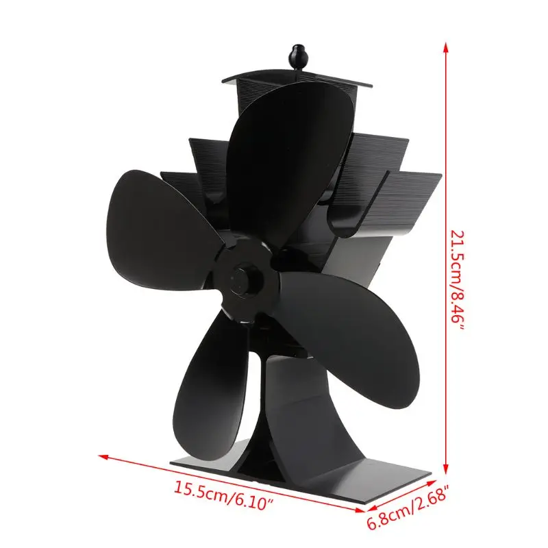 

Home Silent Stove Fan with 4 Blades Heat Powered Electrical Fan for Fireplace 63HF