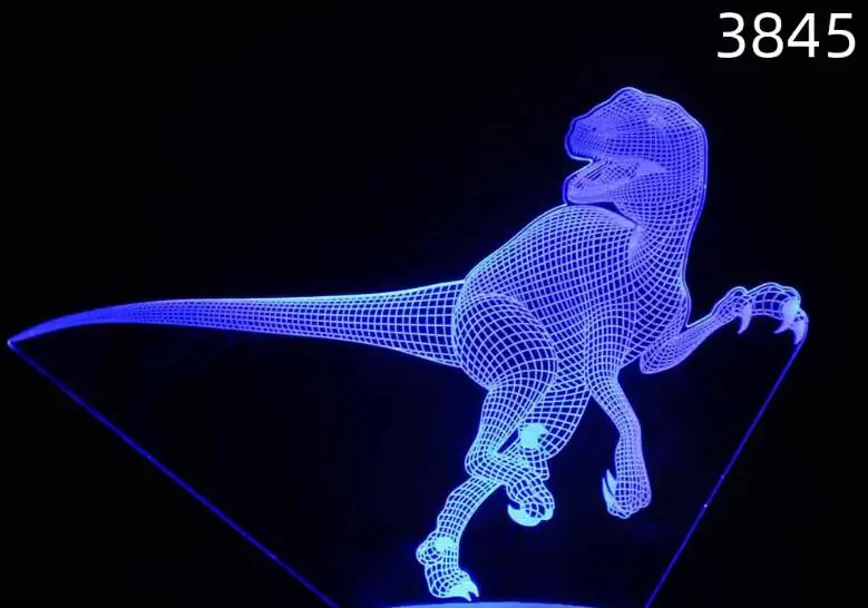 Динозавры 3D ночник акриловый лазер стерео Иллюзия 7/16 цветов дистанционного