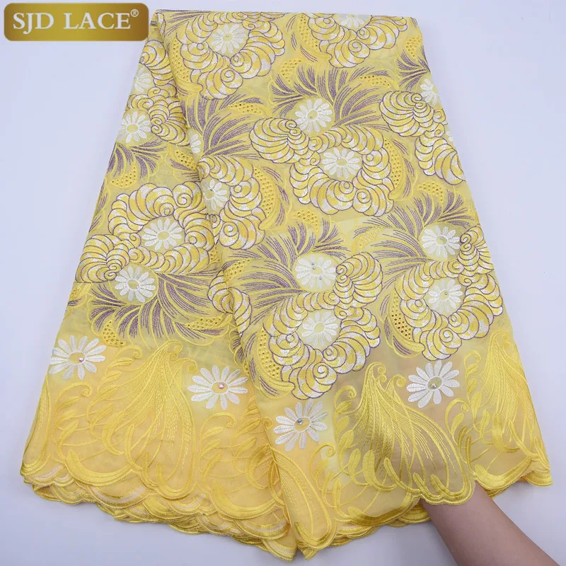 SJD кружево швейцарская вуаль в швейцарском желтом платье Африканский хлопок 2020