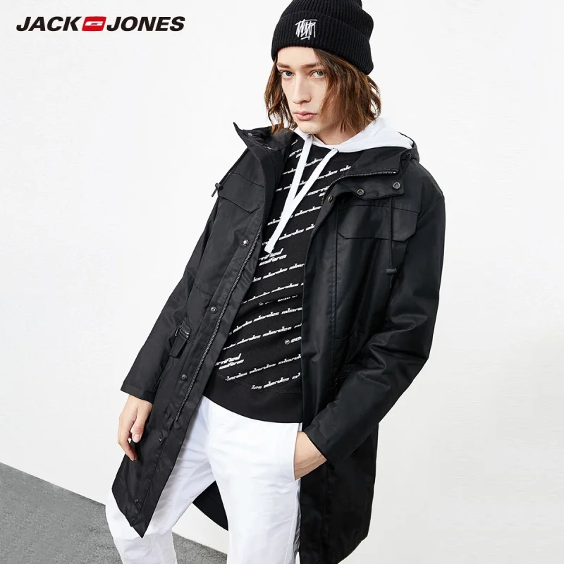 JackJones Мужская Уличная парка с капюшоном пальто Длинная стеганая куртка Тренч
