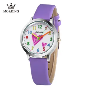 Imported Hot Brand Kids Watches Girls 3D Love Printing Watch Casual Leather Quartz Pink White Kid Watch Boy G
