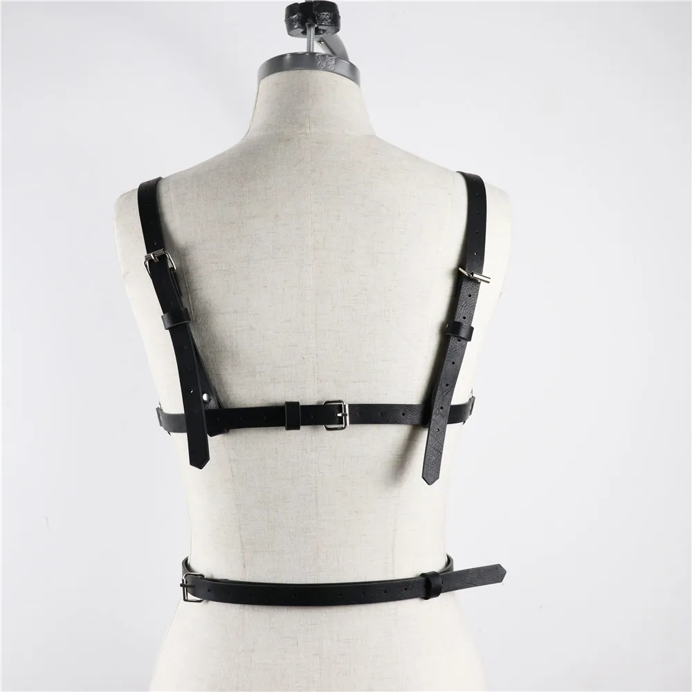 

2021 Gothic Lederen Harnas Borst Kousenband Taille Riemen Vrouwen Jarretel Lingerie Verstelbare Bondage Bandjes Punk Bustier Top