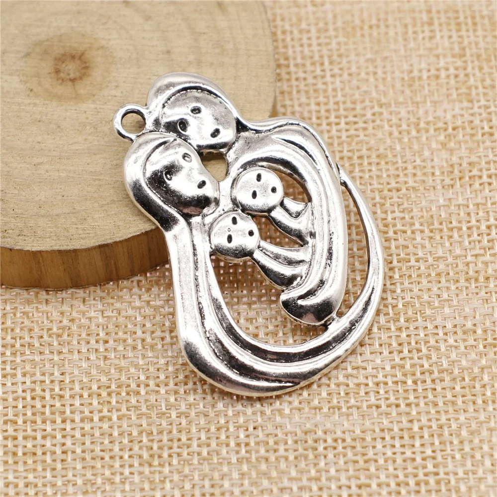

free shipping 6pcs 41x49mm antique silver a lovely family charms diy retro jewelry fit Earring keychain hair card pendant