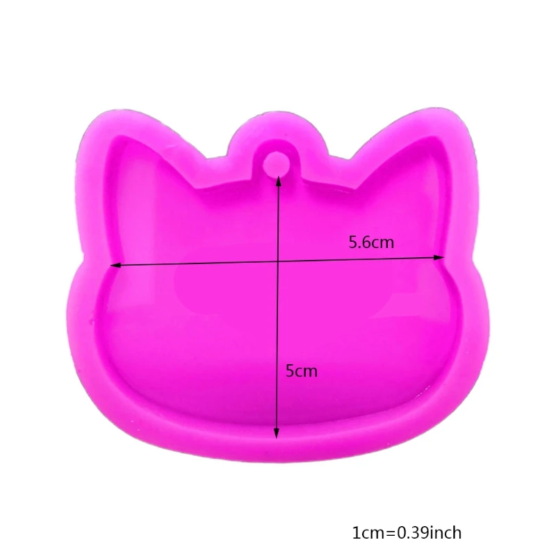 

Crystal Epoxy Resin Mold Cat Head Heychain Casting Silicone Mould DIY Craft Tool R7RF