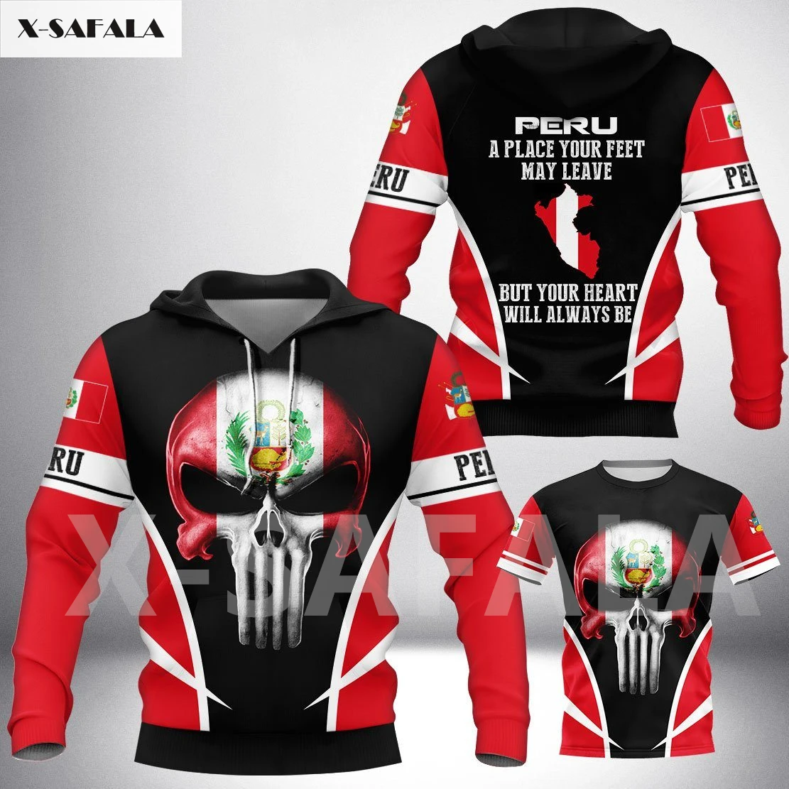 

PERU Viking Skull Country Map Flag 3D All Printed Hoodie Man Women Harajuku Zipper Pullover Sweatshirt Jacket