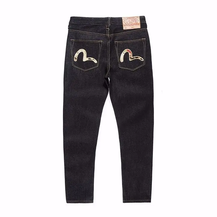 Evisu, новинка, повседневные, мужские, дышащие, высокое качество, джинсы, теплые, мужские, бренд, вышивка, прямые, с принтом, мужские брюки, четыре сезона - Цвет: Золотой