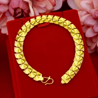 fashion yellow golden bracelet for women wedding statement bridal jewelry exquisite shell shaped link chain bracelet bangles