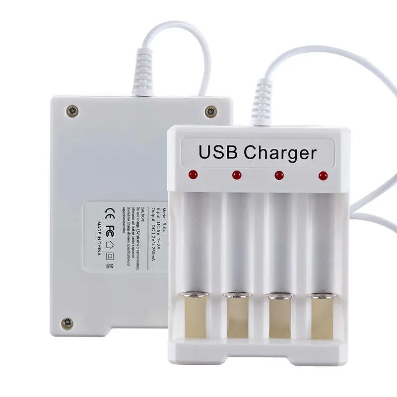 Зарядное устройство с 4 слотами USB для быстрой зарядки зарядка батарей аа защитой