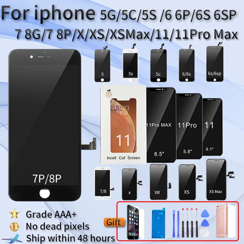 

1Pcs For iPhone 6 7 8 6S Plus 5 5C 5S SE LCD screen Replacement For iPhone X XR XS Max 11 Pro MAX OLED Touch Display assembly