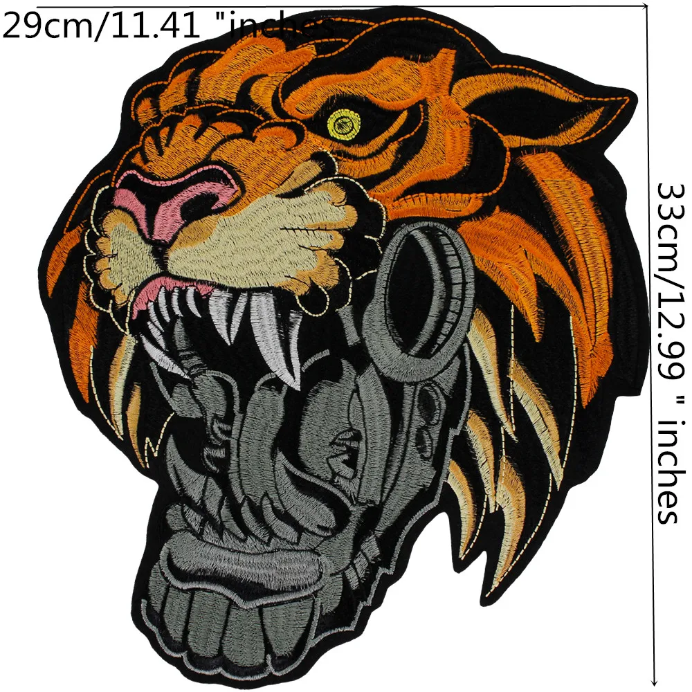 Властная большой головы тигра вышивка утюг на аппликация одежду DIY джинсовая